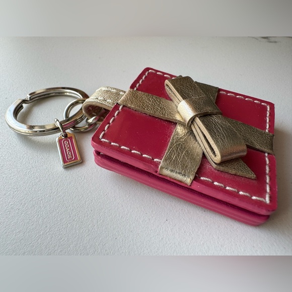 Coach Pink Photo Keychain with Gold Bow - Picture 8 of 9